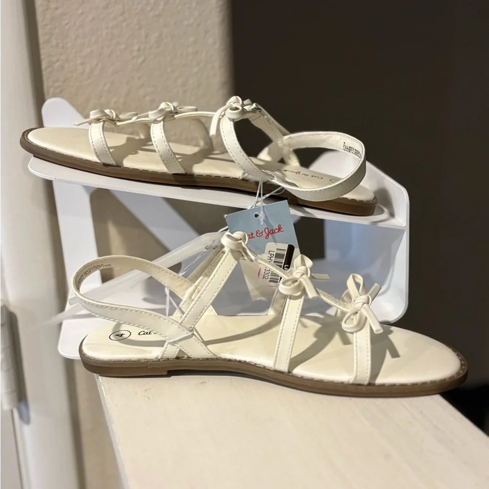 Kids' Aria Bow Sandals Cream - Cat & Jack - Girl Multiple Youth Sizes